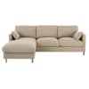 Canapé d'angle gauche convertible 5 places beige, matelas 10 cm